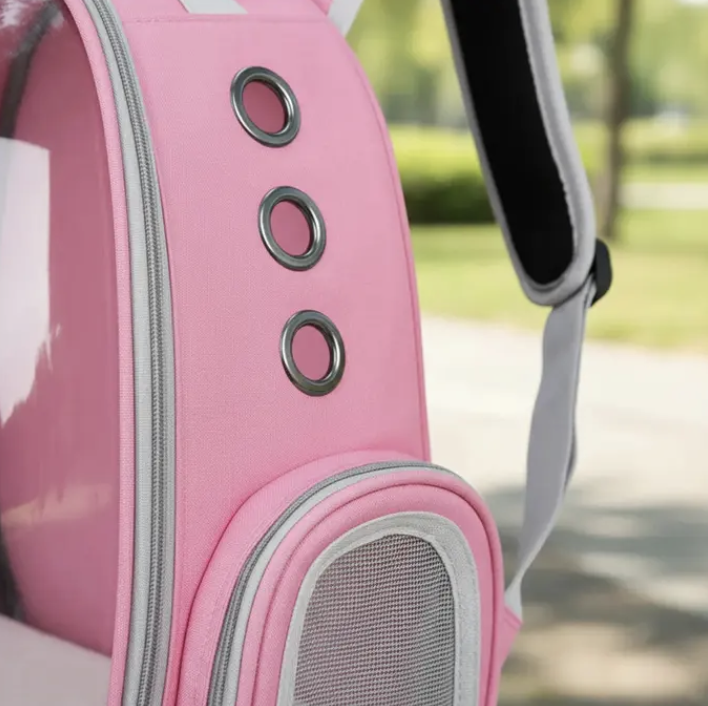 Bolso transportadora de mascotas rosado-3