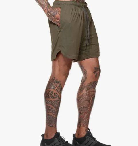 Pantalones Short Gimnasio 2 en 1 Verdes-2
