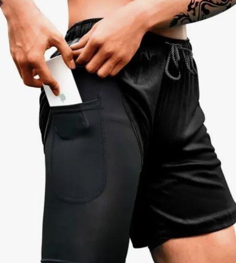 Pantalones Short Gimnasio 2 en 1 Negros-3