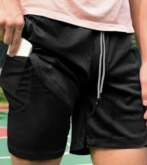 Pantalones Short Gimnasio 2 en 1 Negros-4