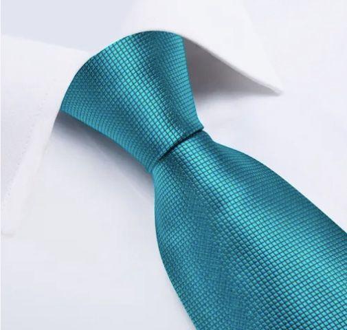 Corbatas Seda Hombres, Paño Y Colleras Turquesa-3