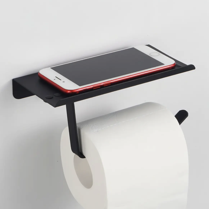 Porta papel higienico con soporte de celular-0