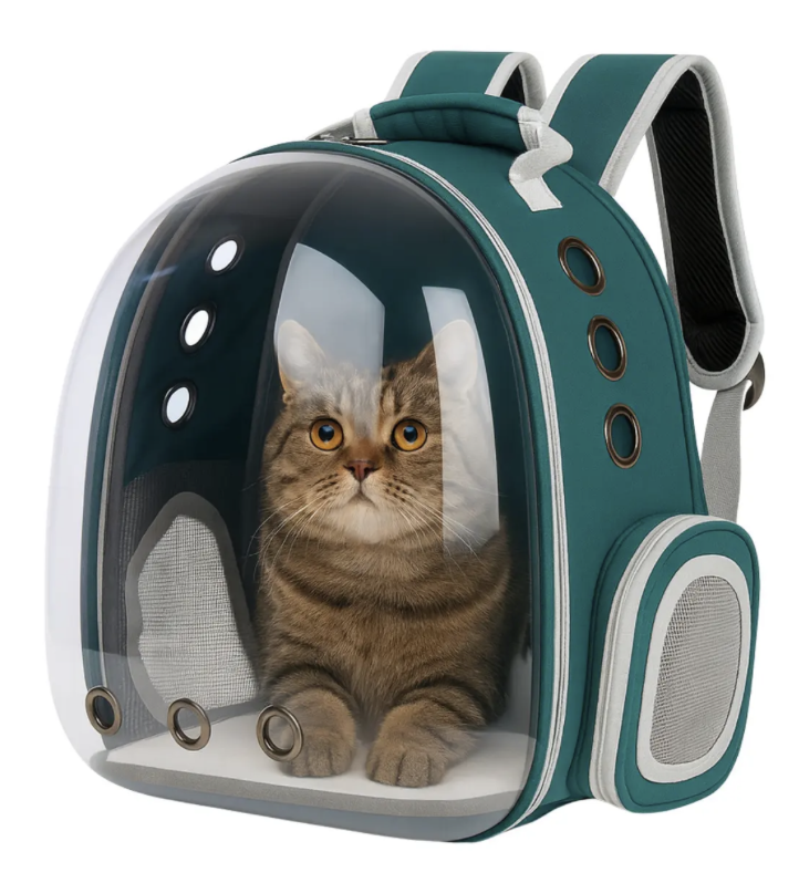 Bolso transportadora de mascotas verde oscuro-4