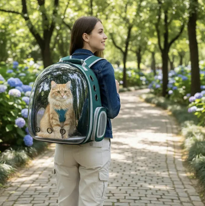 Bolso transportadora de mascotas verde oscuro-5