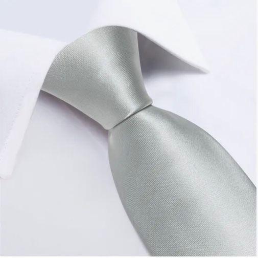 Corbatas Seda Hombres, Paño Y Colleras Gris-2