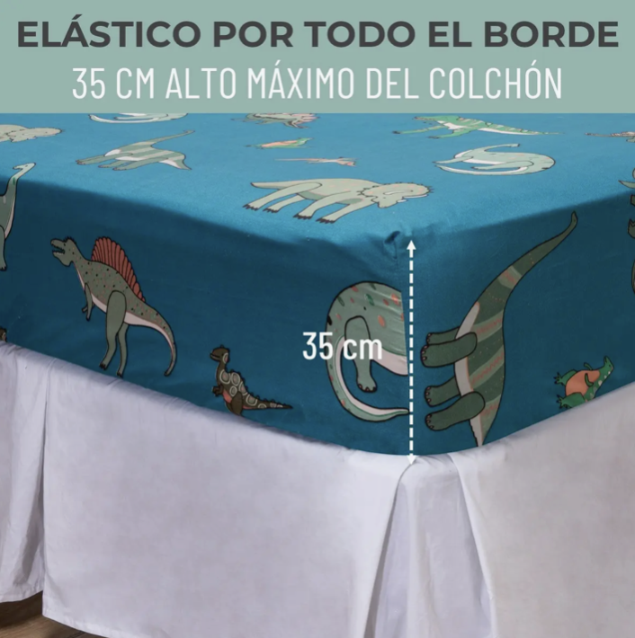 Sabanas 1 5 Plaza estampada dinosaurio Funda Almohada-3