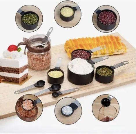 4 Cucharas + 4 Tazas Medidora Mango Acero Inoxidable-2