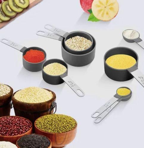 4 Cucharas + 4 Tazas Medidora Mango Acero Inoxidable-3