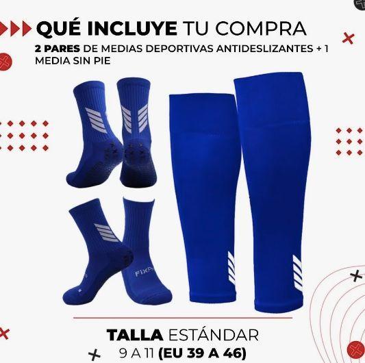 Medias Calcetas Futbol Antideslizante Azul-3