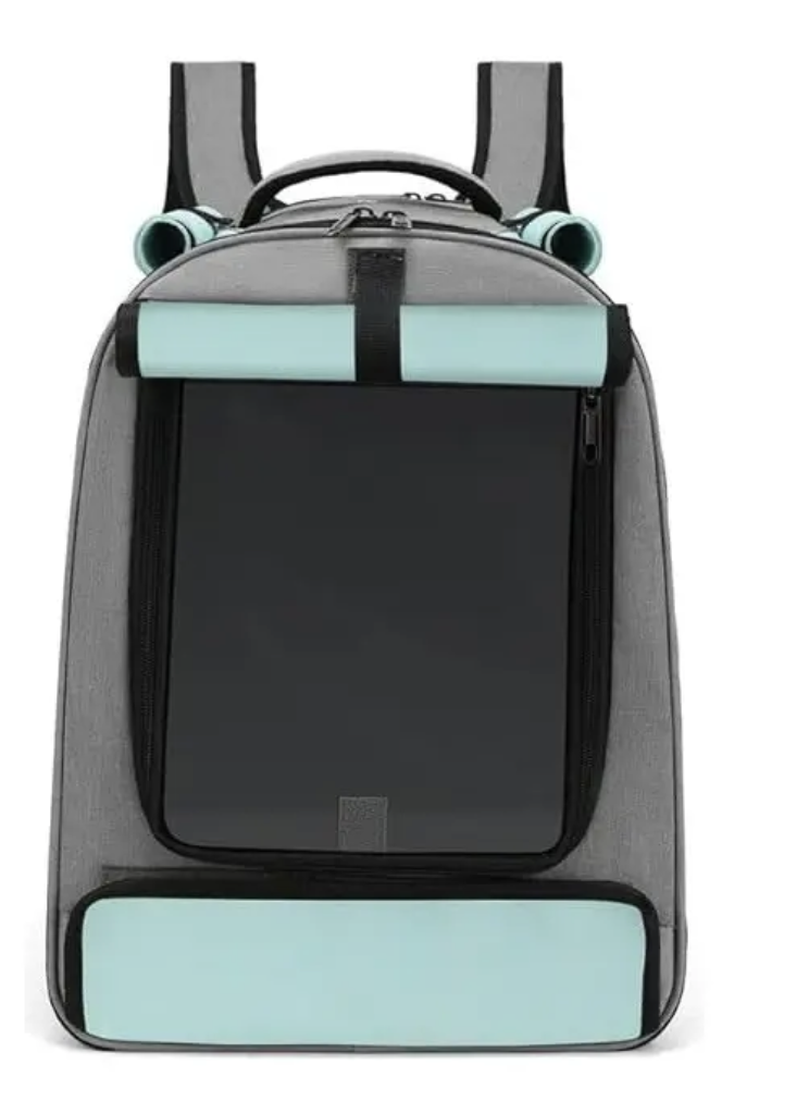 Bolso transportes mascotas malla celeste-0
