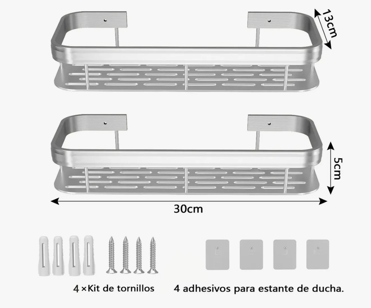 Organizador de ducha set X2 repisa ba o adhesivo negro-1
