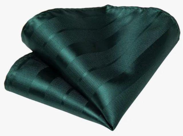 Corbatas Seda Hombres, Paño Y Colleras Verde-2