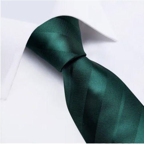 Corbatas Seda Hombres, Paño Y Colleras Verde-3