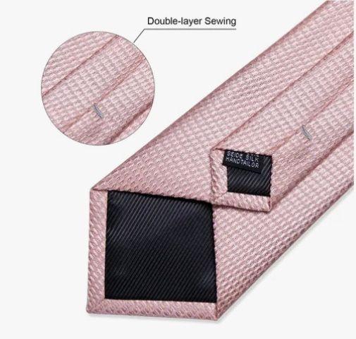 Corbatas Seda Hombres, Paño Y Colleras Palo Rosa-4