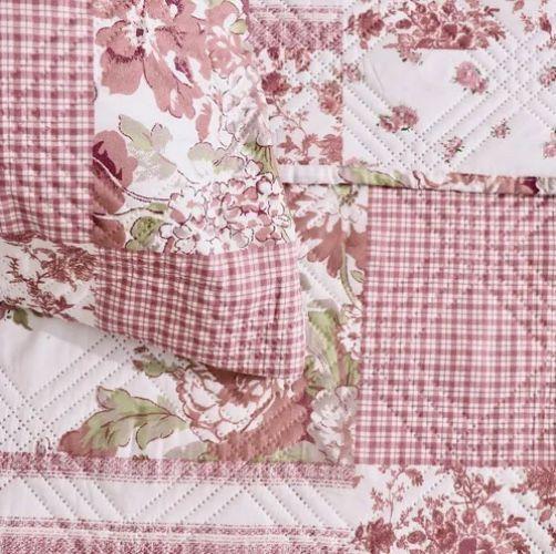 Quilt Andes Estampado Patchwork Rosado 2 Plazas-1