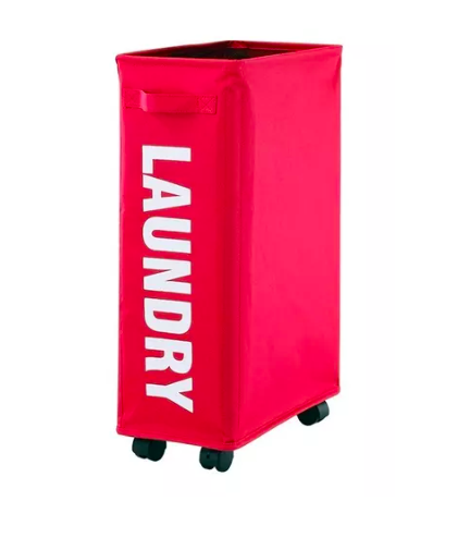 Canasto Ropa Sucia Con Ruedas Rojo-0