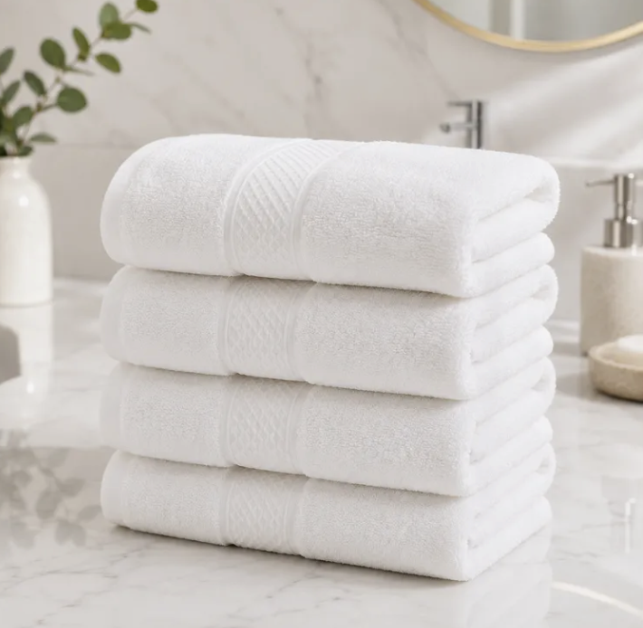 Pack 4 toallas de mano algodon 35x75cm color blanco-0