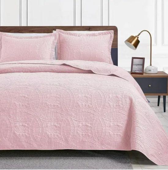 Cubrecama Quilt Reversible King Rosado-5
