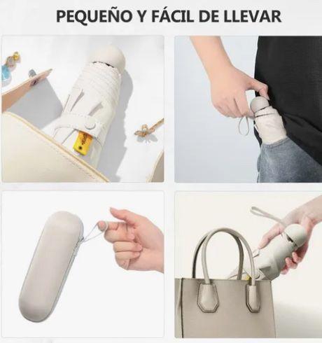 Paraguas Mini Sombrilla De Bolsillo Blanco-2