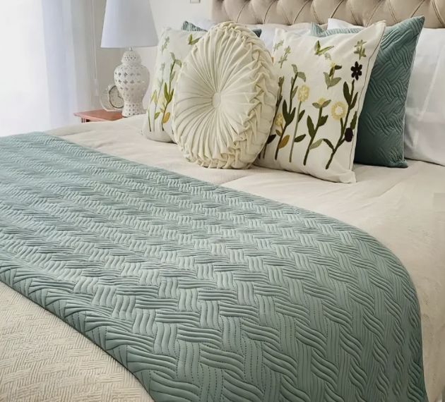 Piecera de cama trenzado 2pzs o King menta-0