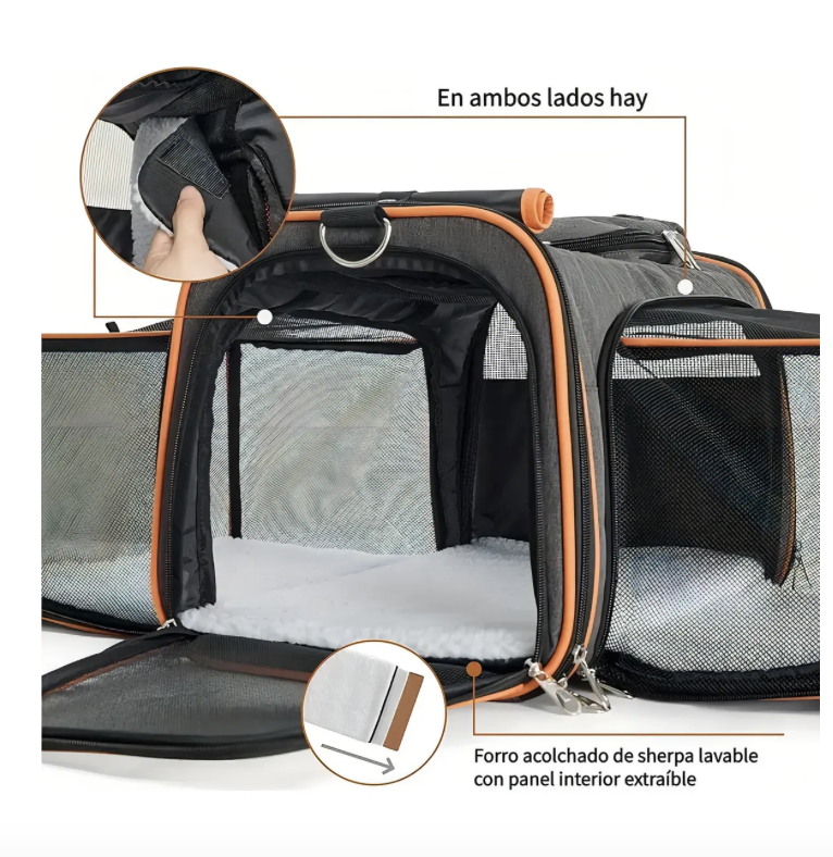 Bolso transportadora de mascotas peque o base acolchonada extensible-4