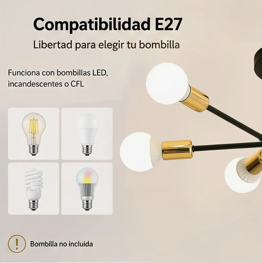 Lampara De Techo Colgante Iluminacion Moderna Con 6 Focos-3