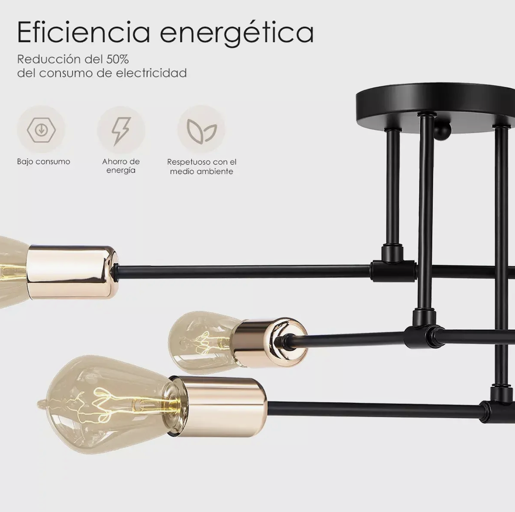 Lampara De Techo Colgante Iluminacion Moderna Con 6 Focos-4