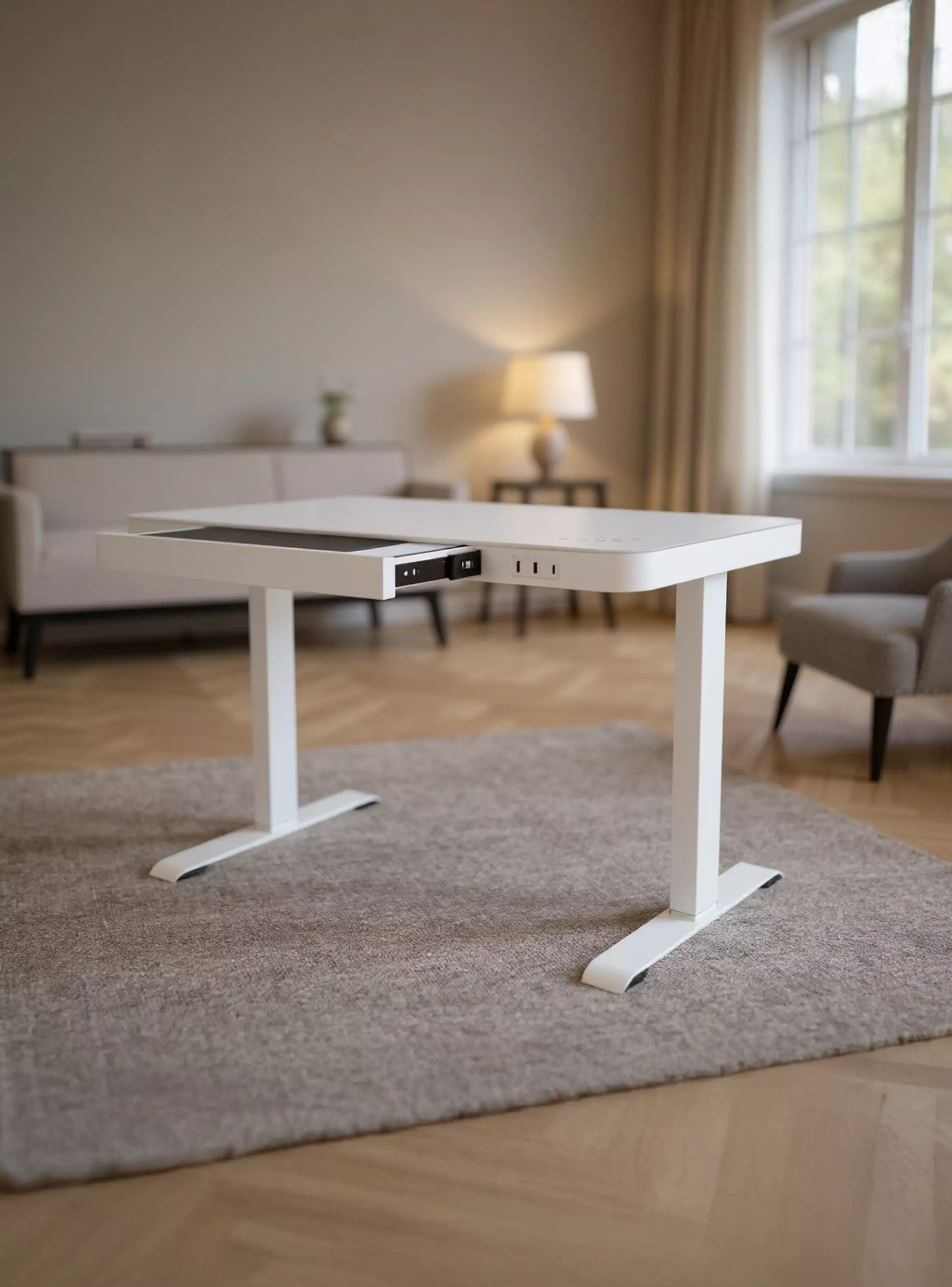 Escritorio Eléctrico Blanco Carga Inalámbrica y USB-6