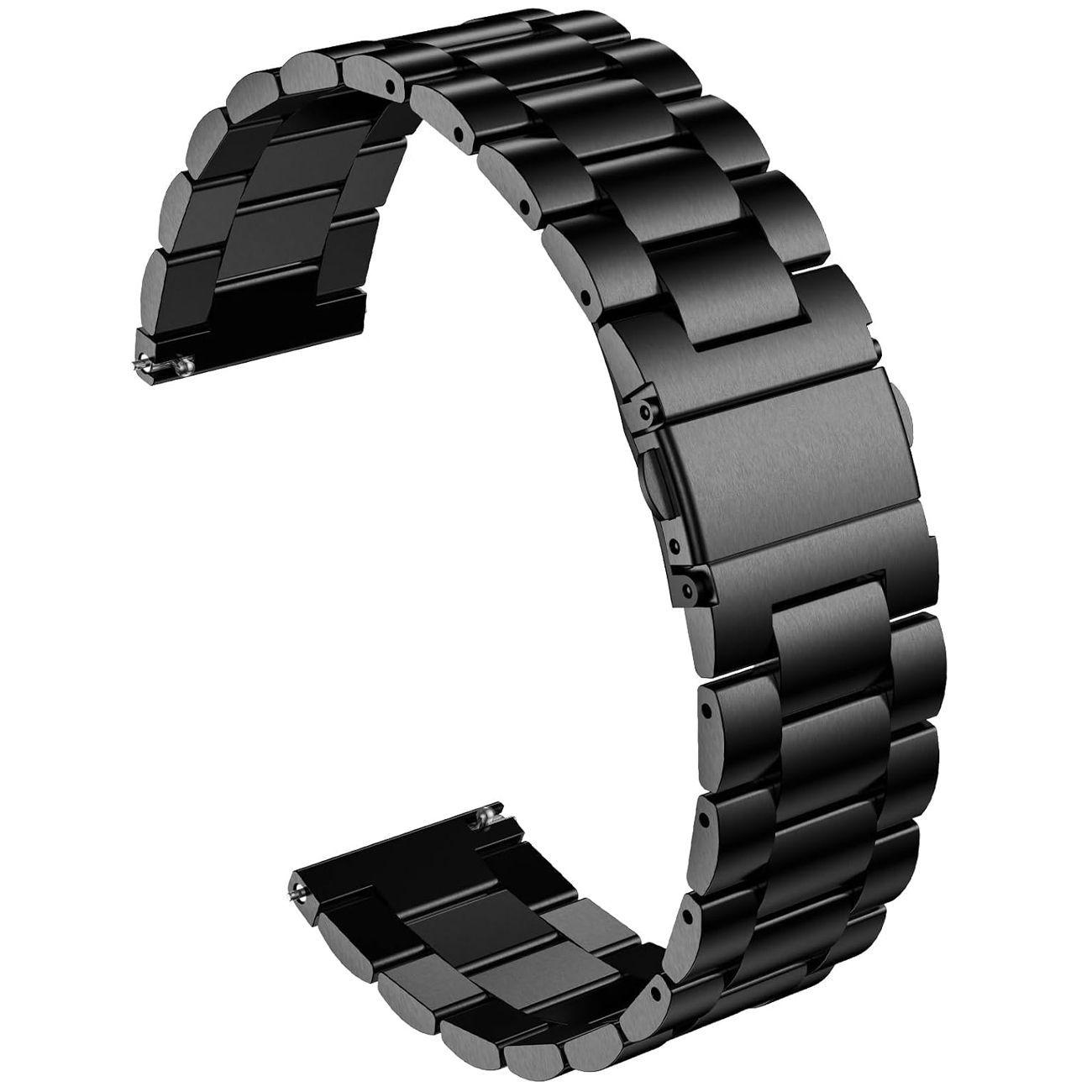 Correa Acero Inoxidable Black Steel 22mm Ajuste Facil-0