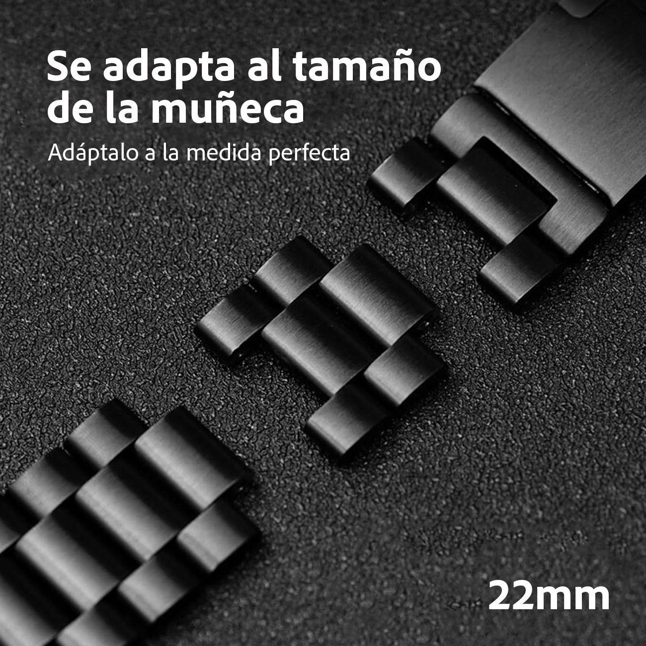Correa Acero Inoxidable Black Steel 22mm Ajuste Facil-4