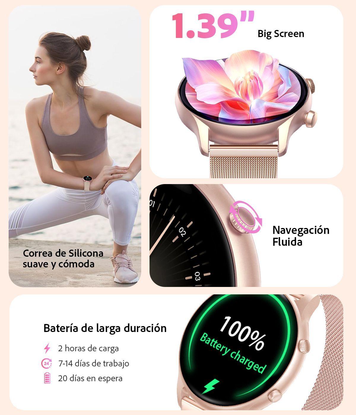 Reloj Inteligente Sweet Gold smartwatch Mujer  Android-iOS-4