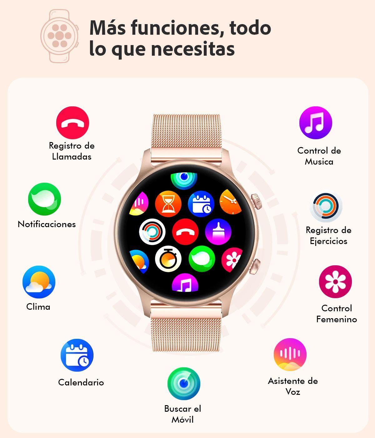 Reloj Inteligente Sweet Gold smartwatch Mujer  Android-iOS-5