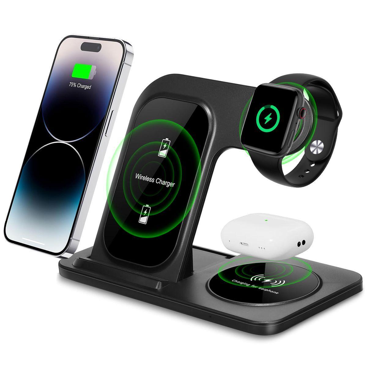 Cargador Inalámbrico 3 en 1 para iPhone, AirPods, iWatch-0