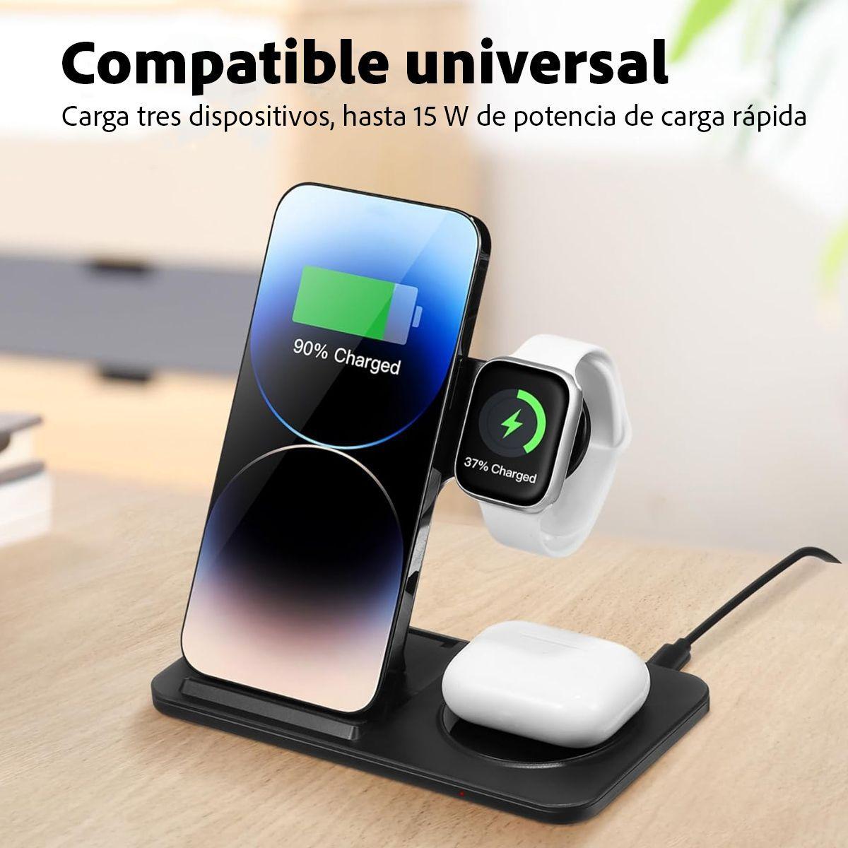 Cargador Inalámbrico 3 en 1 para iPhone, AirPods, iWatch-3