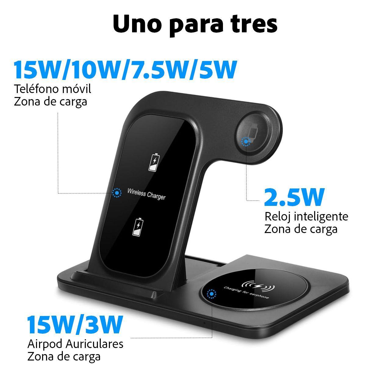 Cargador Inalámbrico 3 en 1 para iPhone, AirPods, iWatch-4