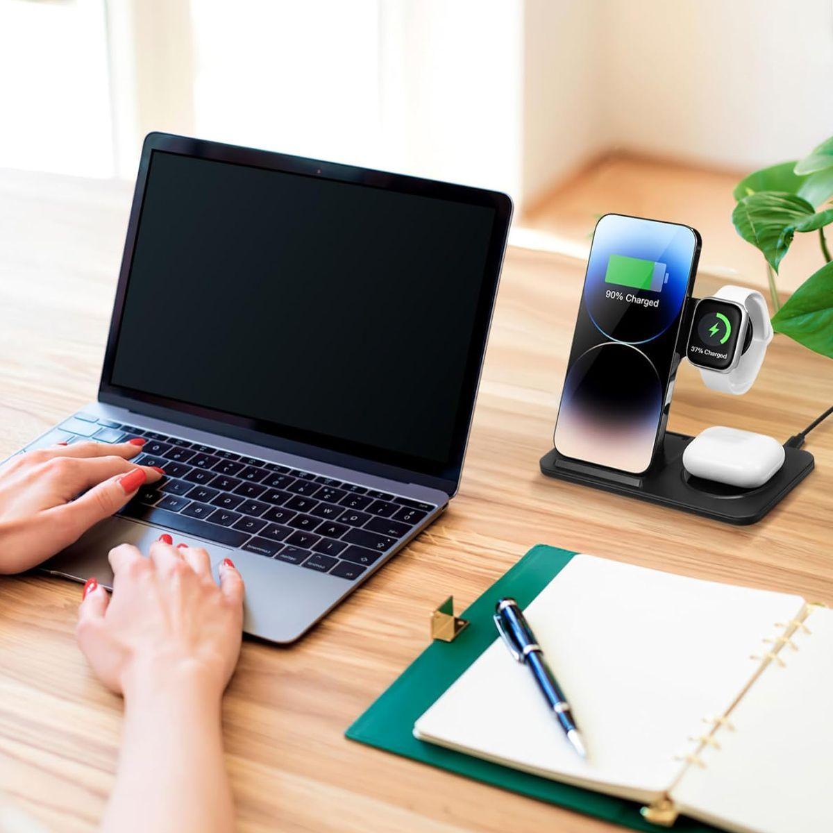 Cargador Inalámbrico 3 en 1 para iPhone, AirPods, iWatch-5