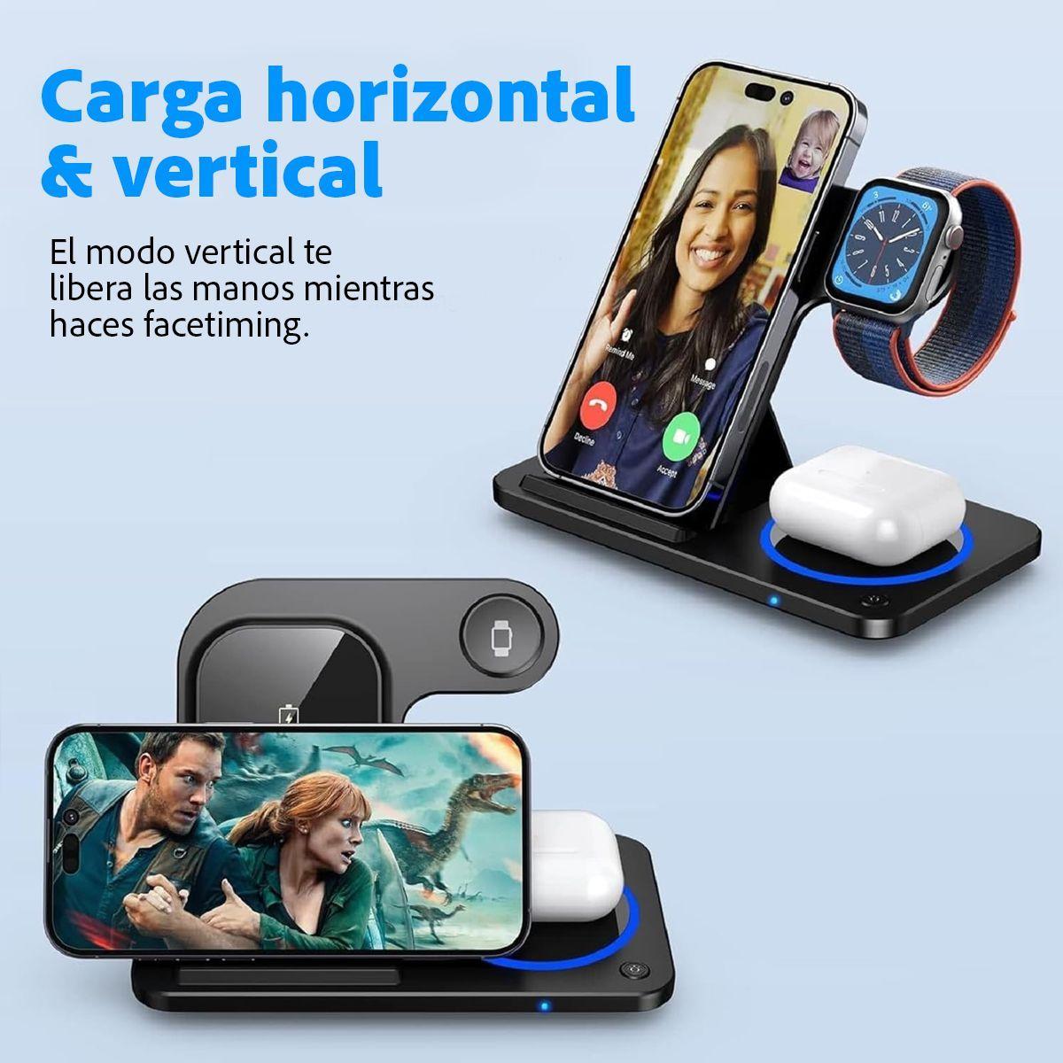 Cargador Inalámbrico 3 en 1 para iPhone, AirPods, iWatch-6