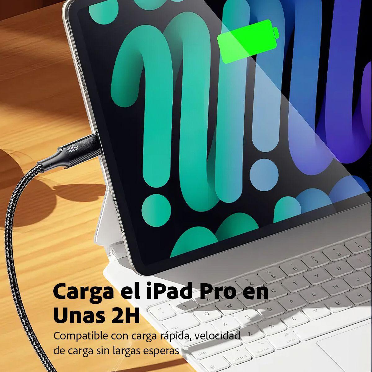Cable Carga Rapida 100W USB-C a C para MacBook, iPad y Phone-3