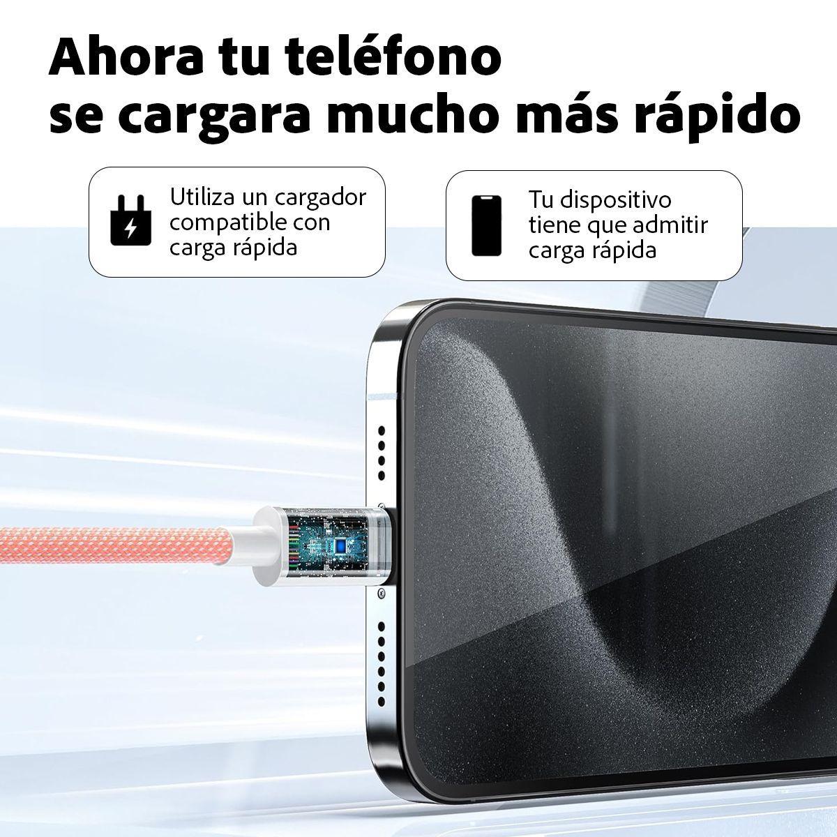 Cable Carga Rapida 60w Usb-c A C Para Macbook, iPad Y Phone-4