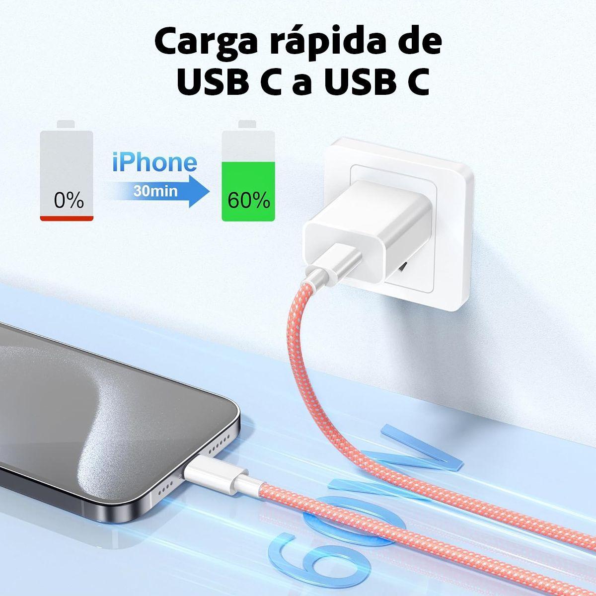 Cable Carga Rapida 60w Usb-c A C Para Macbook, iPad Y Phone-6