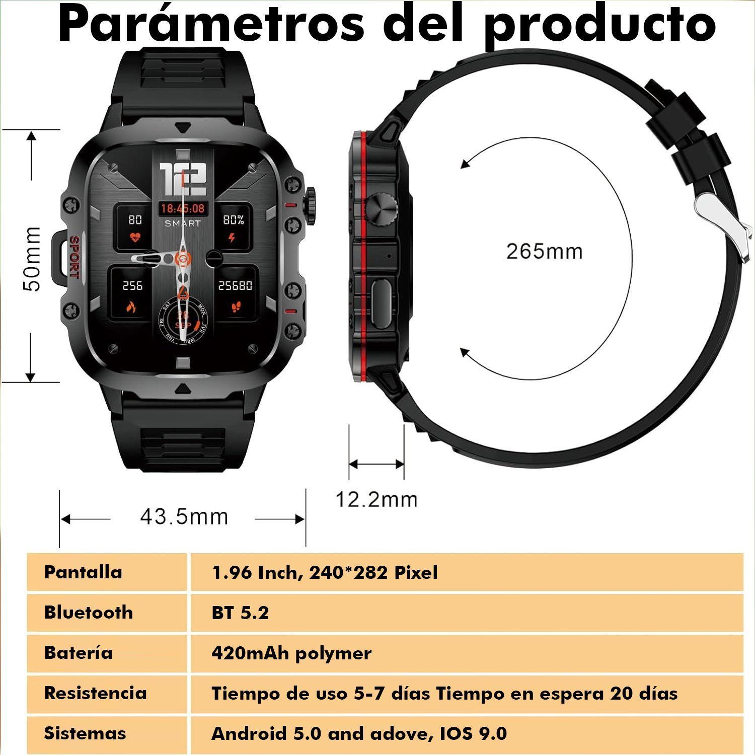 Smart Watch Racer Pro Hombre Reloj Inteligent Militar-7