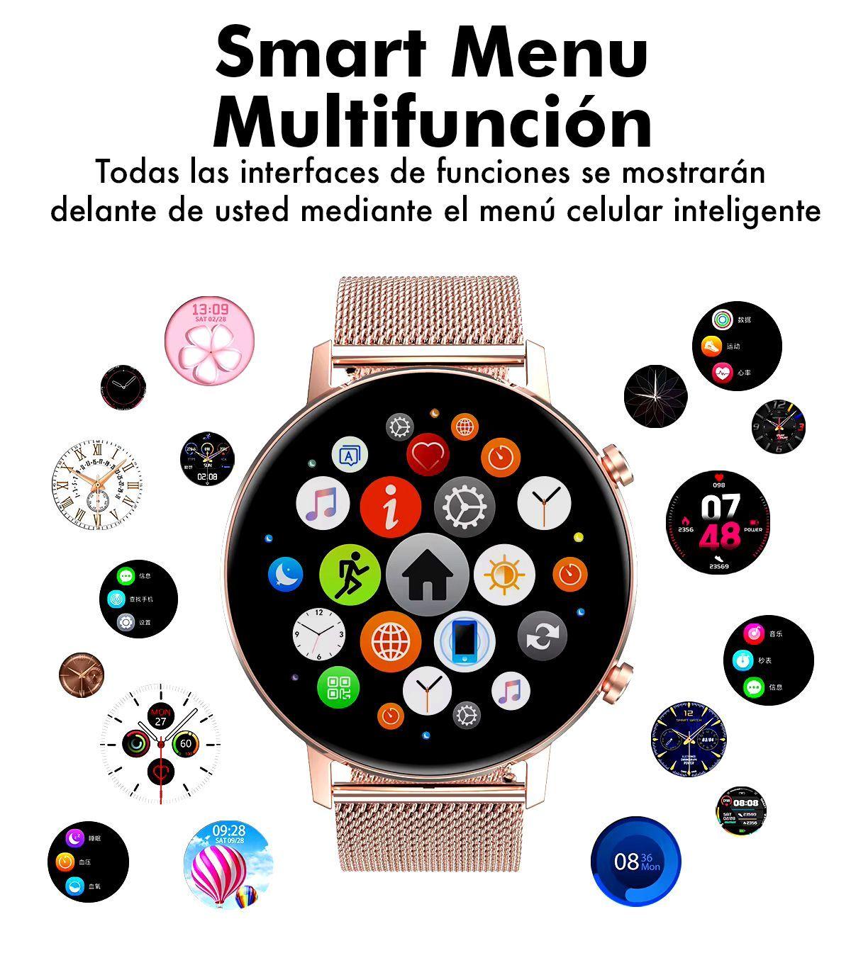 Reloj Inteligente Sweet Pink Gold smartwatch Mujer compatible Android-iOS-1