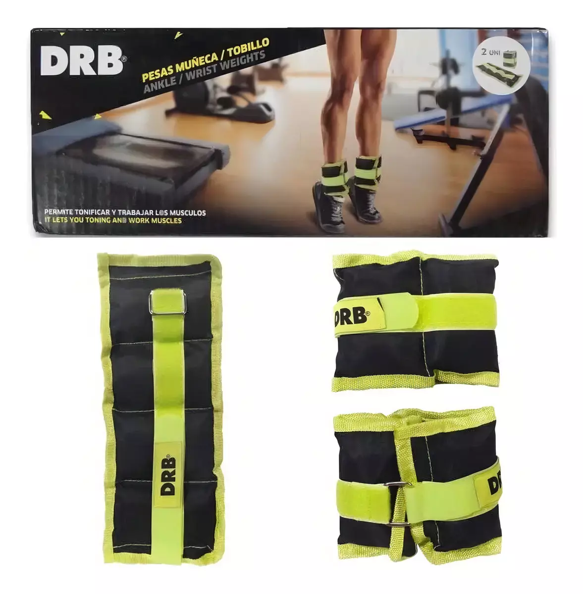 Pesas Muñequera/ Tobillera DRB 1,5kg verde Unisex-4