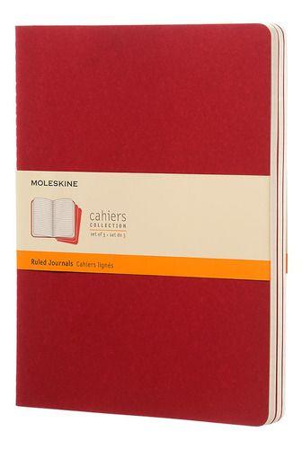 Moleskine Libretas Cahier. Set De 3 / Grande / Rojo / rayas-1
