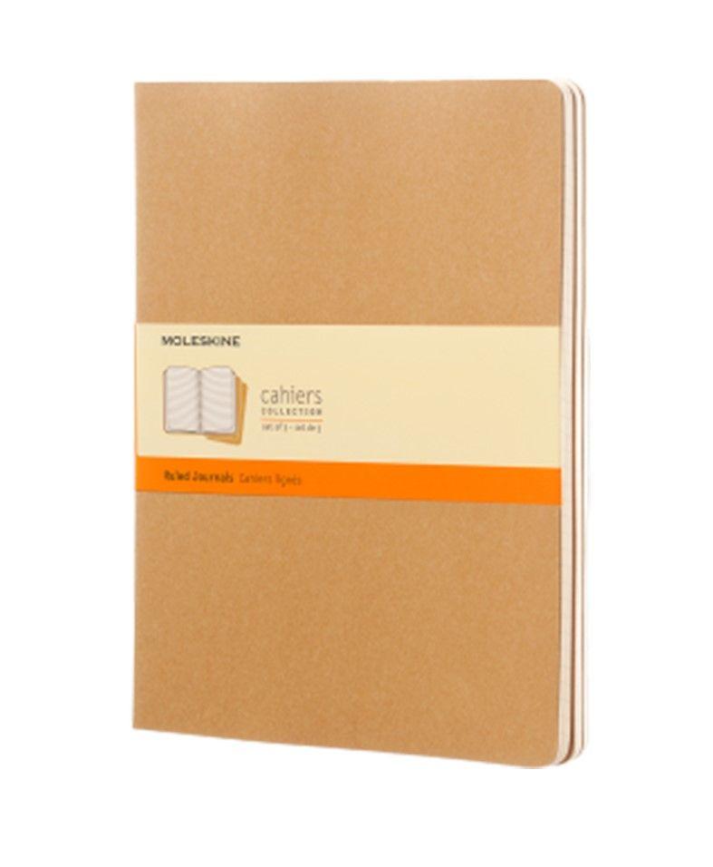 Cahier. Set de 3 - T. Blanda - XL - Marron kraft - De rayas-0