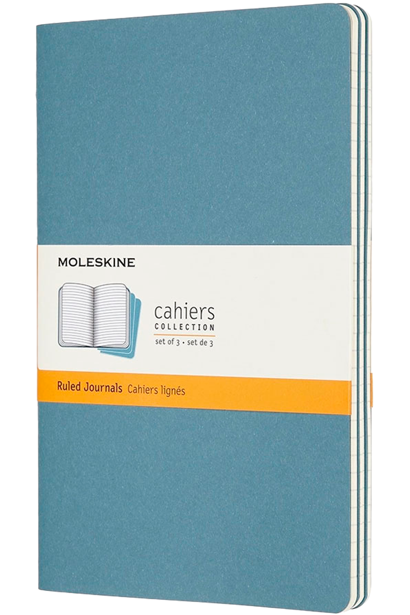 Libretas Cahier. Set de 3 T. Blanda XL Azul de rayas-2