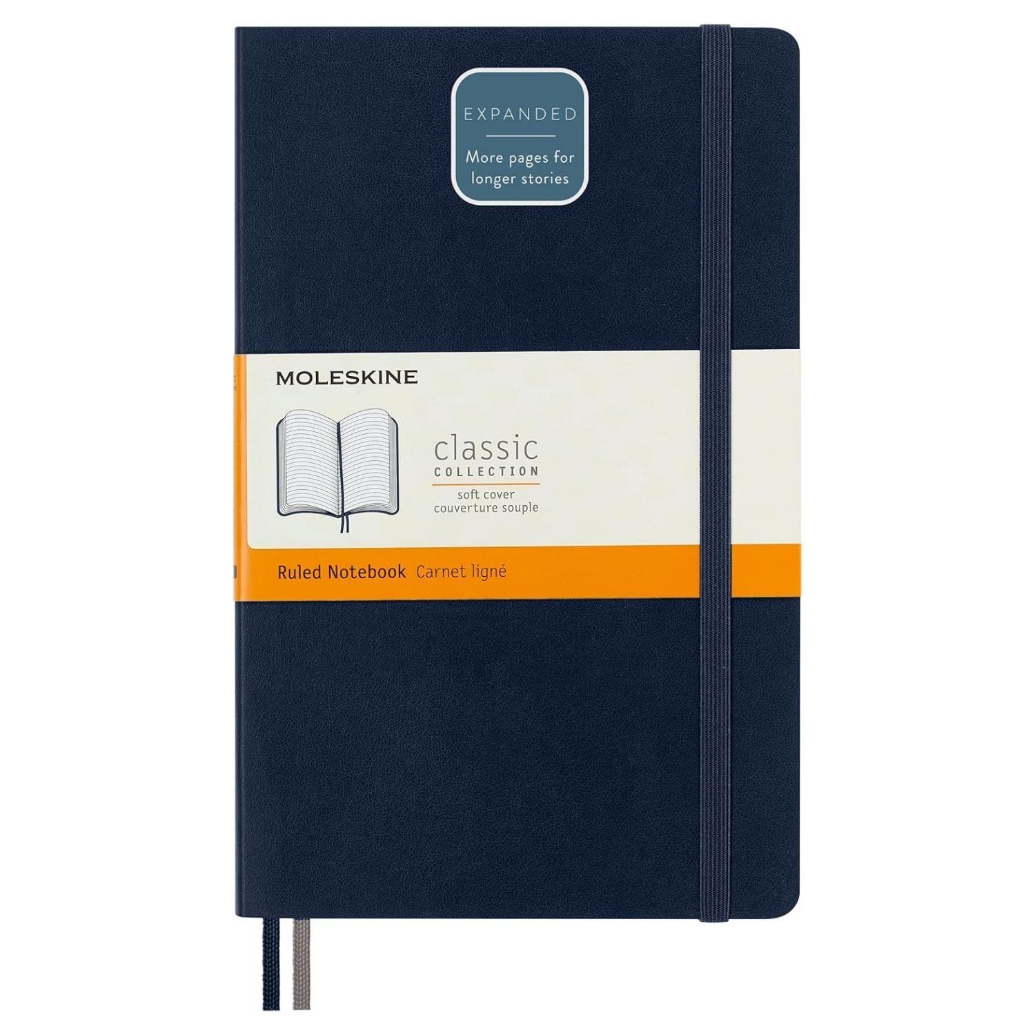 Cuaderno Moleskine expanded -Tapa Blanda-Large-Azul-De rayas-0