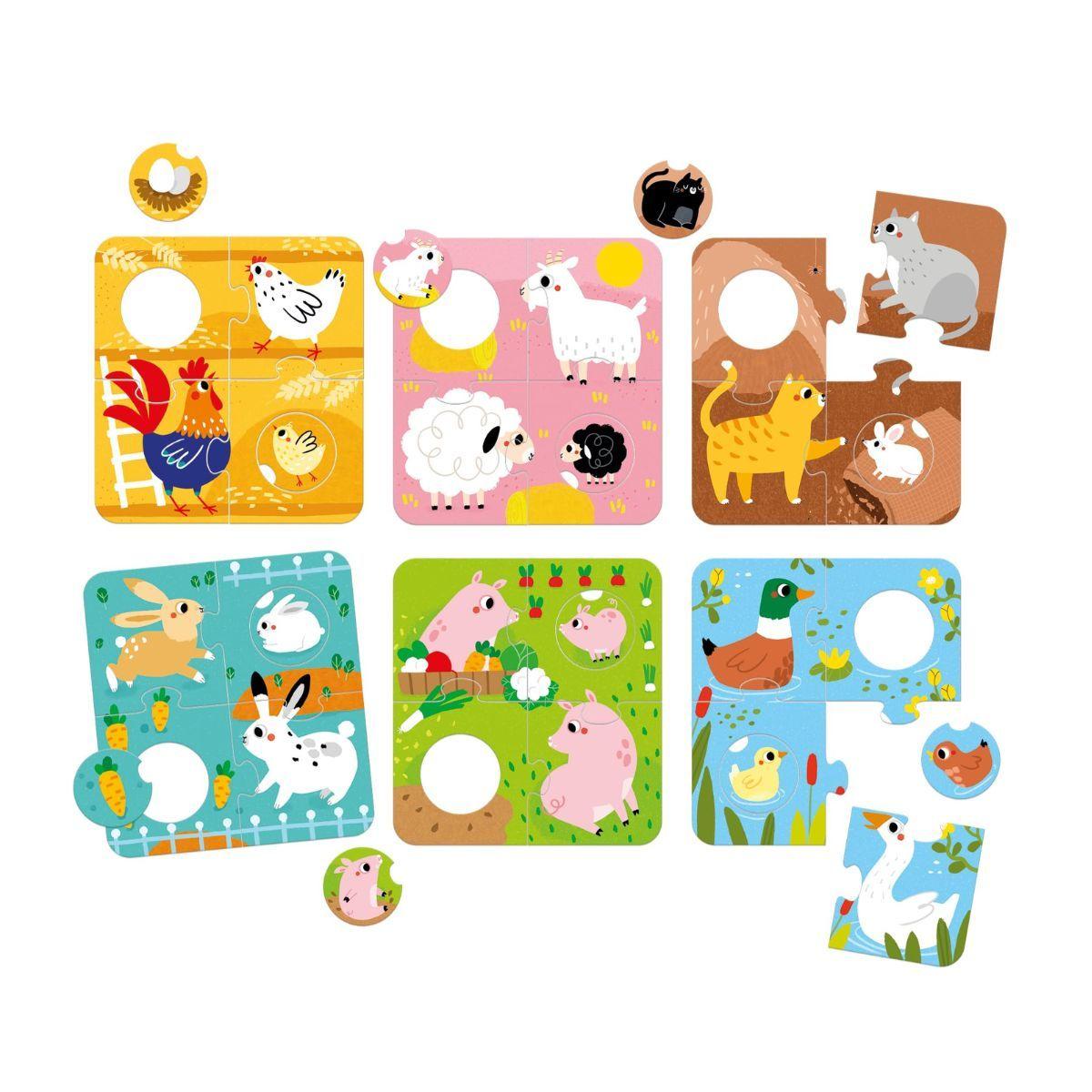 Puzzle Match the Farm Animals (36 piezas, 6 puzzles) 2+-2