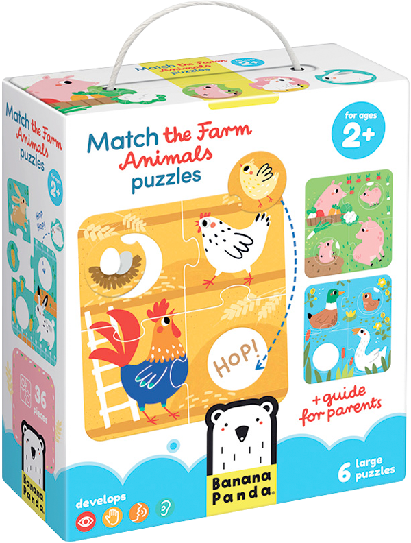 Puzzle Match the Farm Animals (36 piezas, 6 puzzles) 2+-5