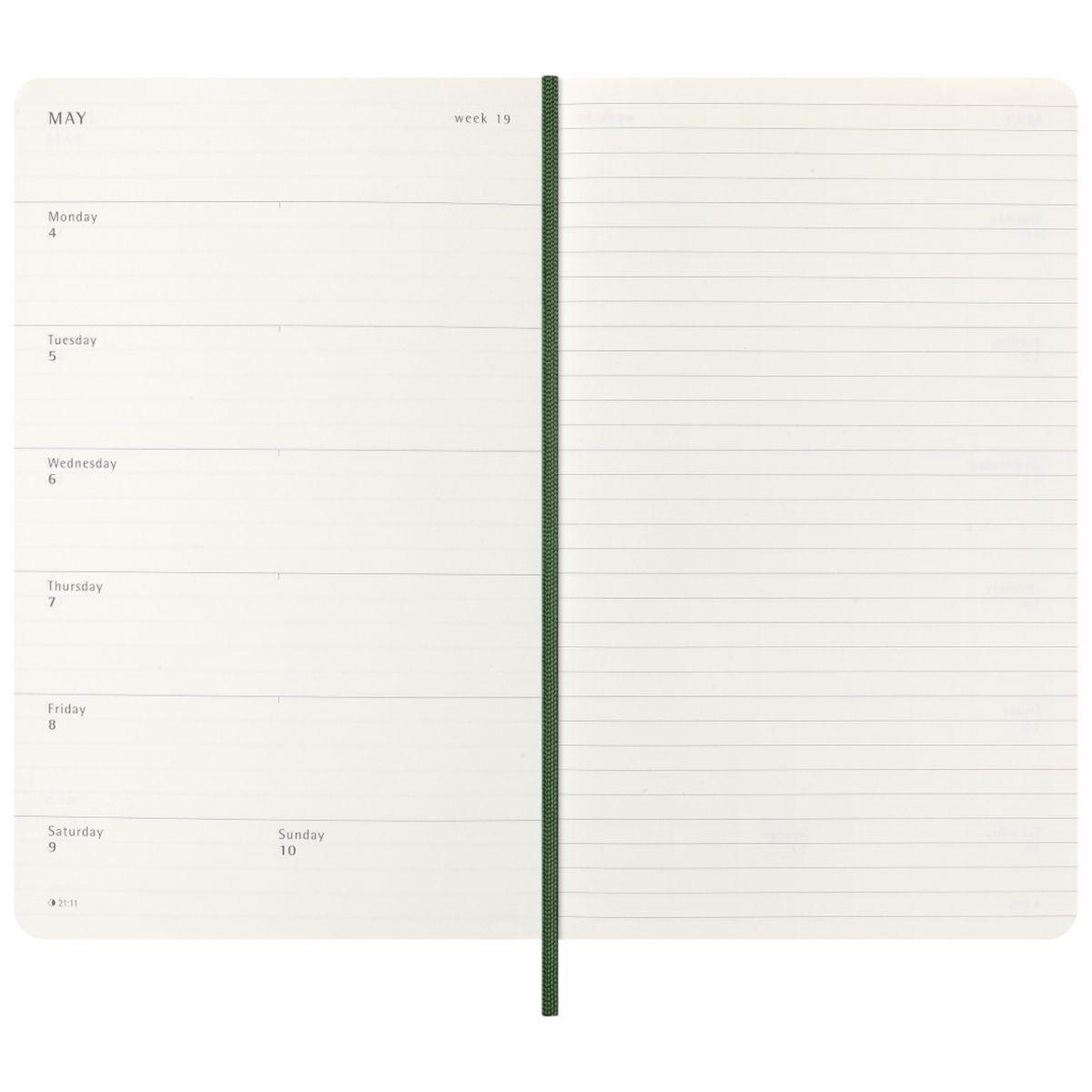 Agenda Moleskine 2026 - Semanal - Tapa blanda - Large - Verde mirto-1